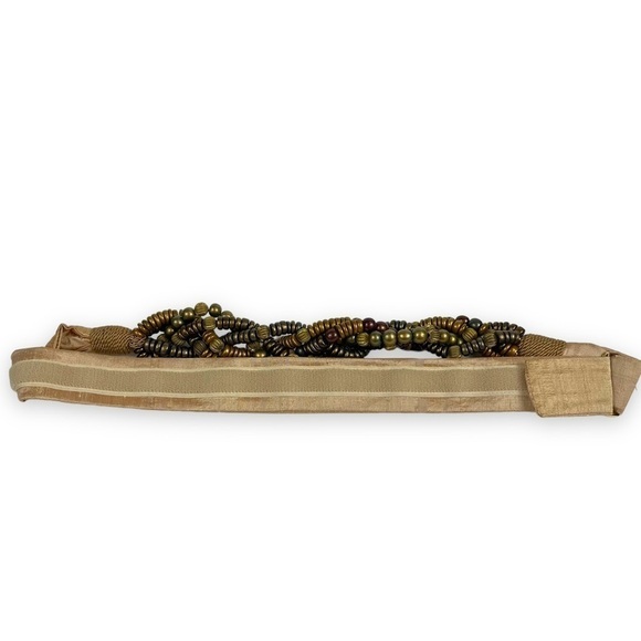 Carolyn Tanner Belt Brown Beaded Hippie Boho Festival Western Cowgirl Vintage - Picture 3 of 8